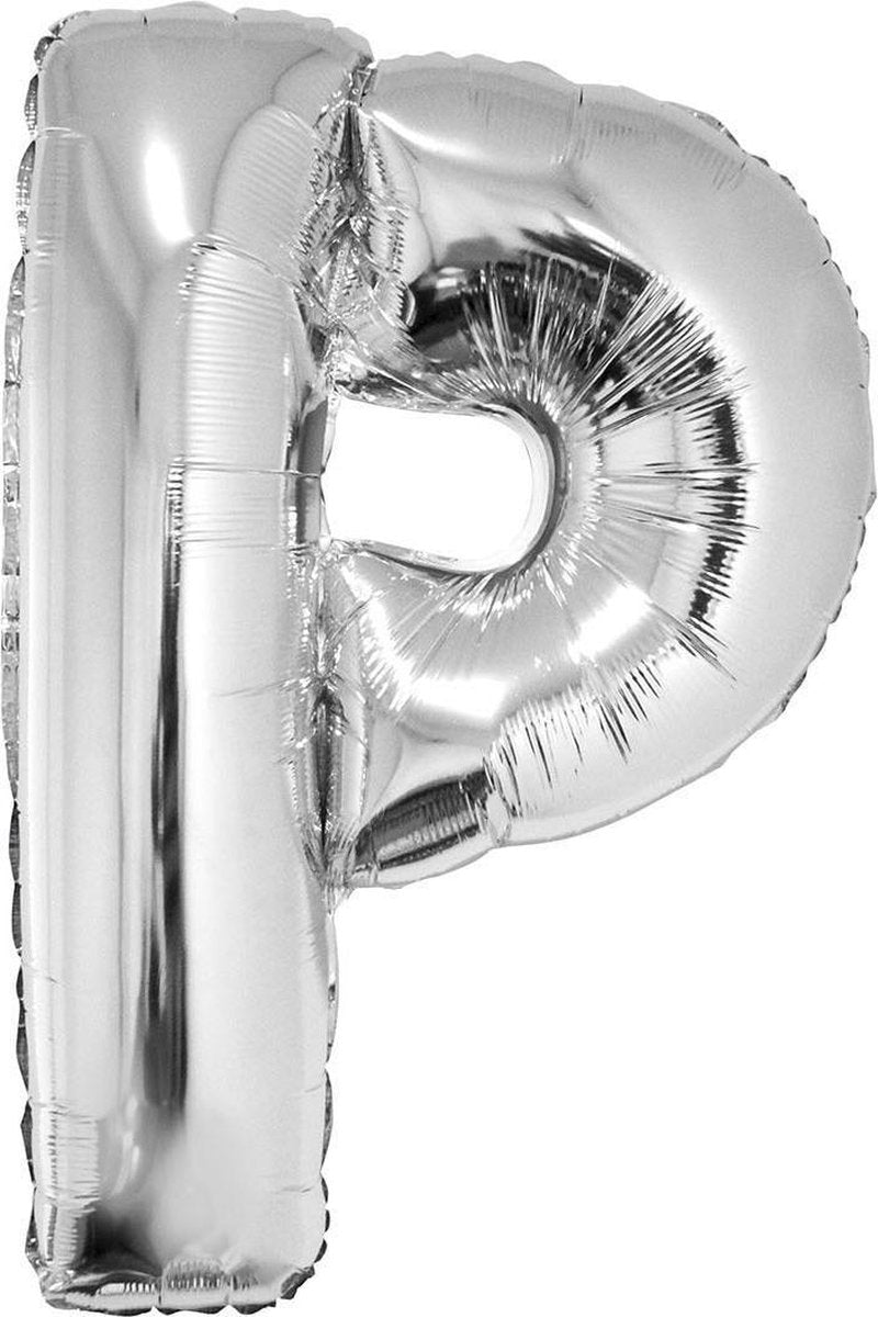 Grote folie ballon letter P Zilver