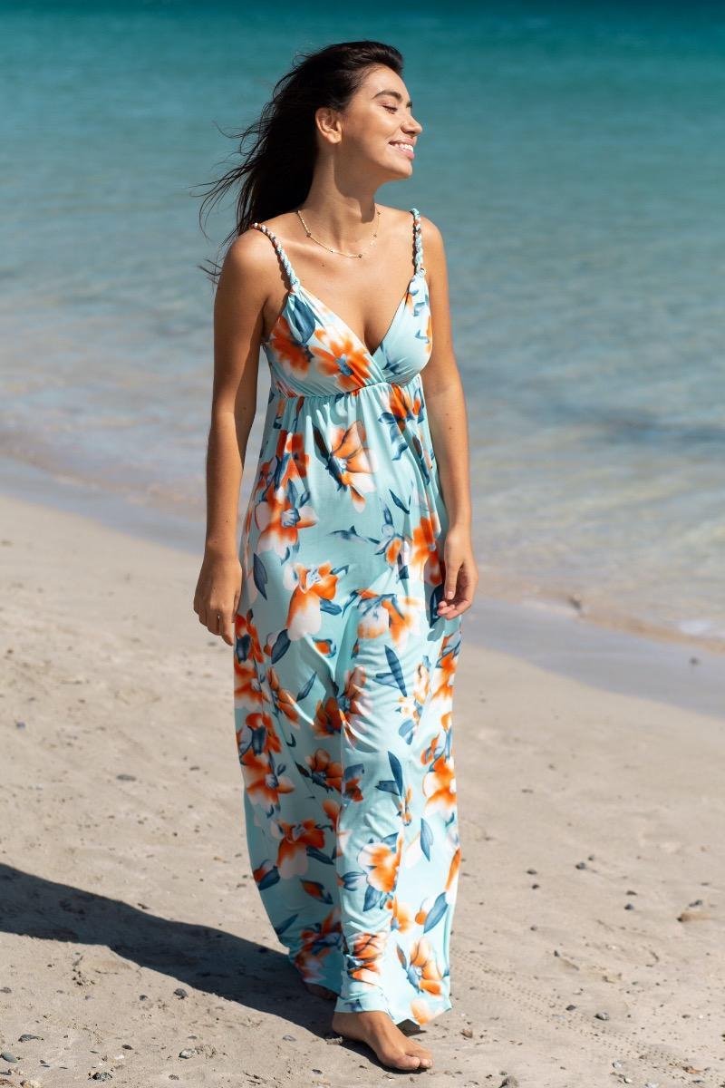 Chic by Lirette - Maxi jurk Magnolia - XL - Blauw Oranje