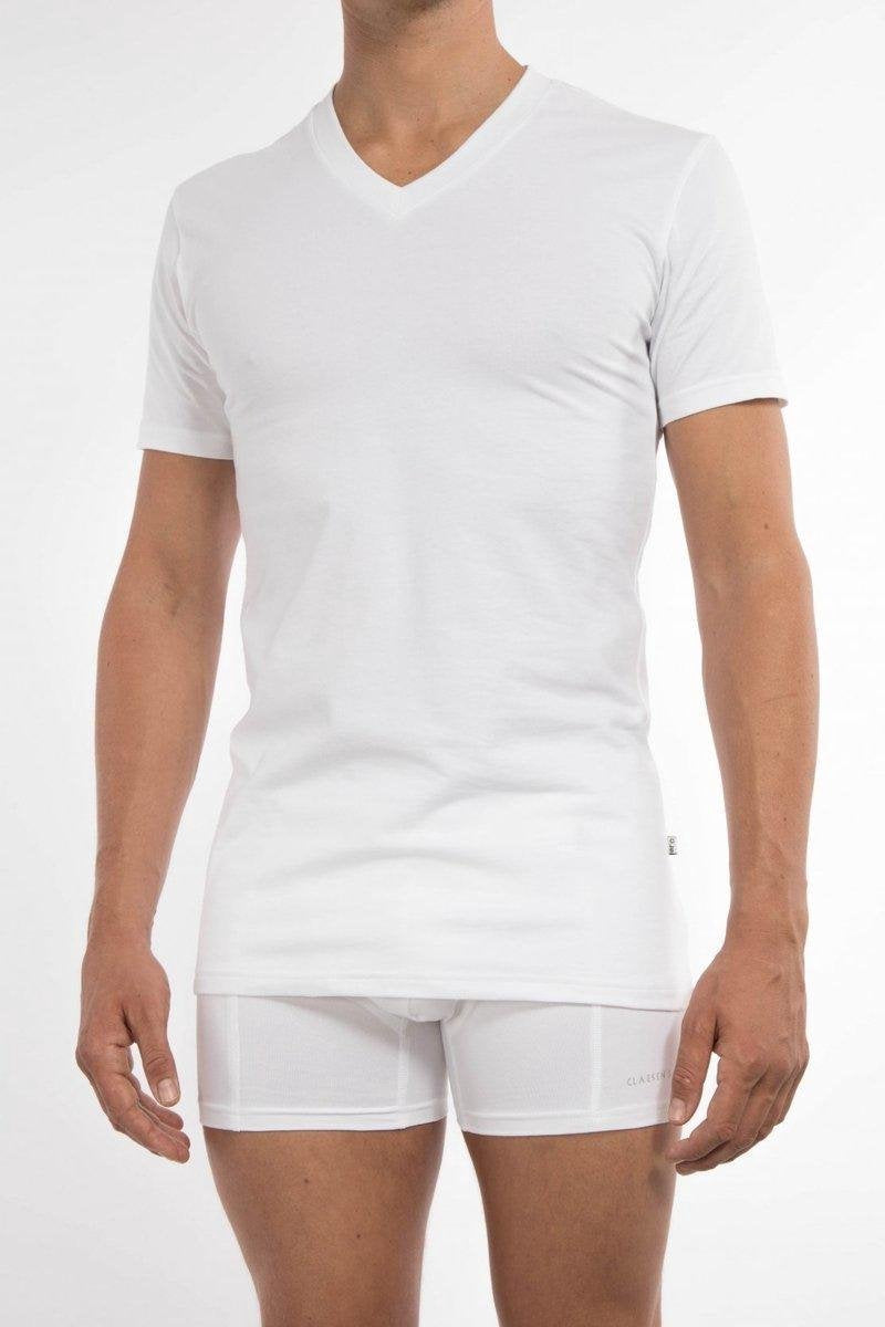 Claesen's Heren 2-pack V-neck t-shirt - White- Maat L