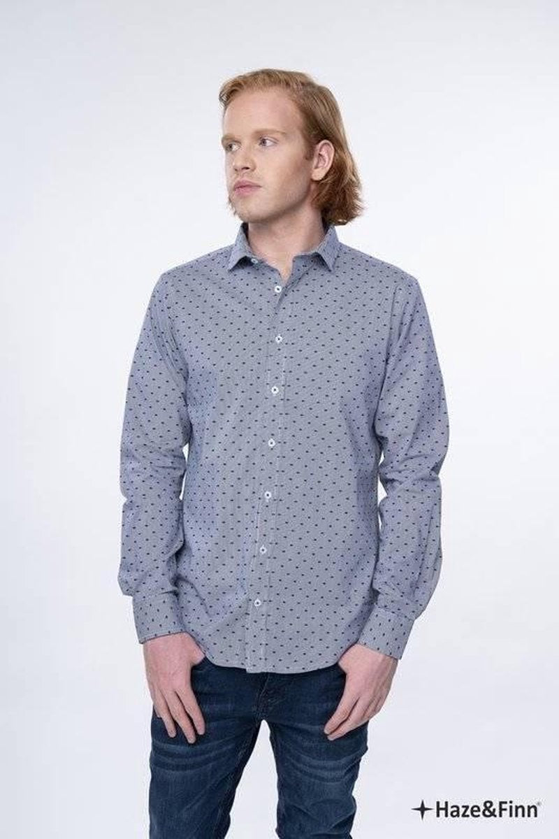 Haze&Finn overhemd Stripe Fish blauw (MC10-0100-6)