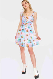 Jawbreaker Skater jurk -L- Cherub Cat Print Chiffon Multicolours