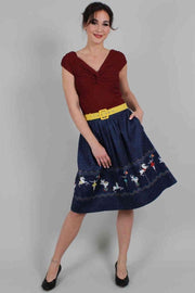 Voodoo Vixen Rok -XS- Patricia Circus-themed Border Blauw