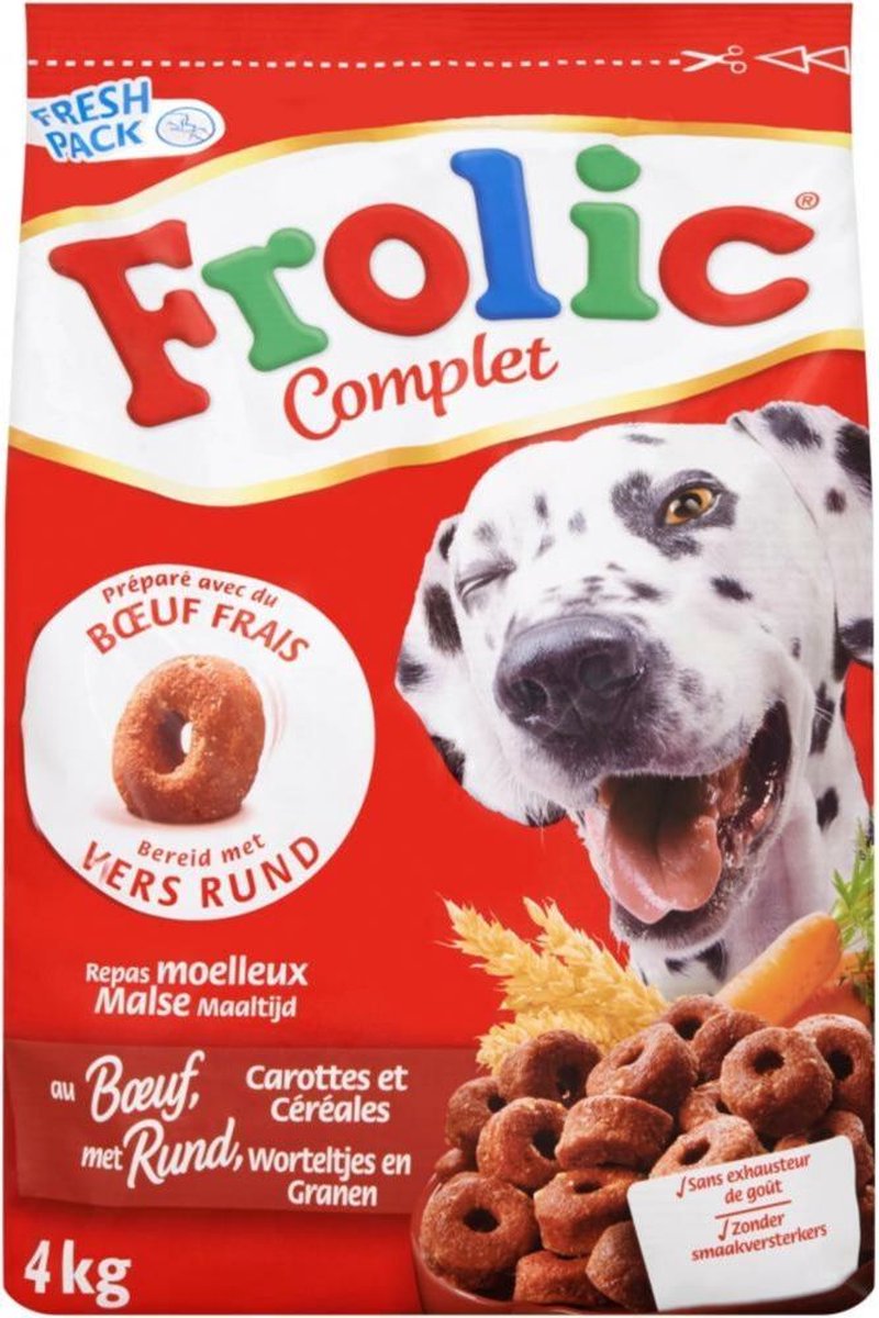 Frolic - hond - adult - droogvoer - rund - 3 x 4kg