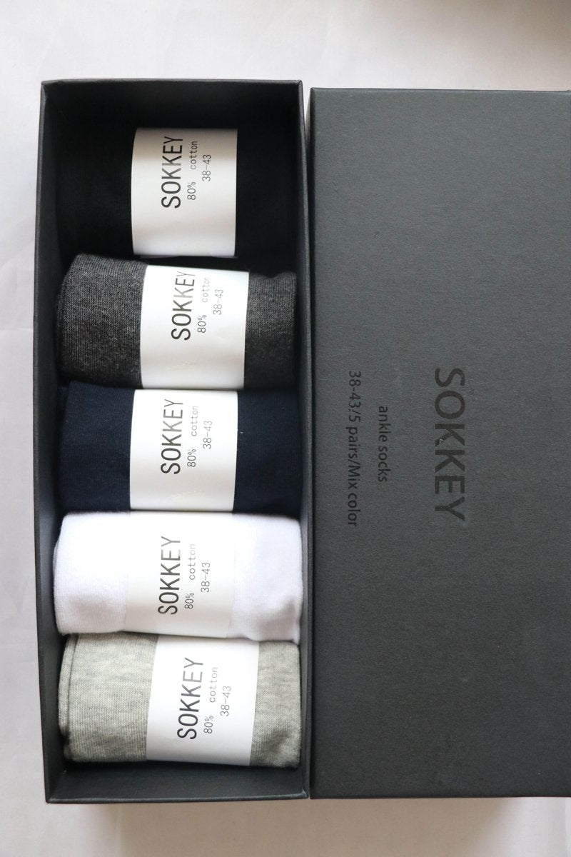 5 paar Sokkey mix kleur enkelsokken 38 - 43 - Sokkey - enkel sokken - sportsokken - sneakersokken - sokken - lage sokken - ankle socks - giftbox