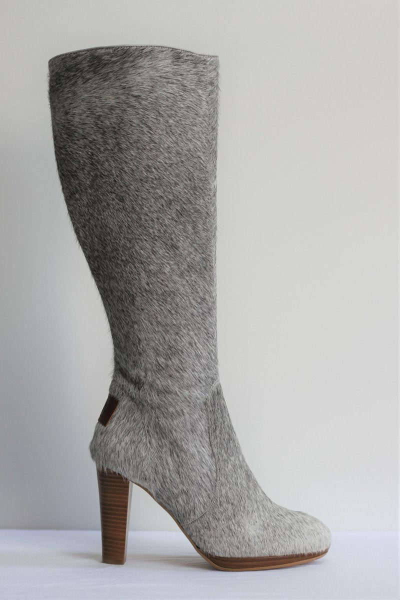 Design dameslaars met hoge hak koeienhuid maat 36