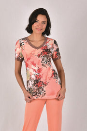 Cybéle Pyjama Dames Volwassenen Viscose | Korte Mouw & Lange Broek | Pyama Dames Volwassenen | Coral 7-810526 38