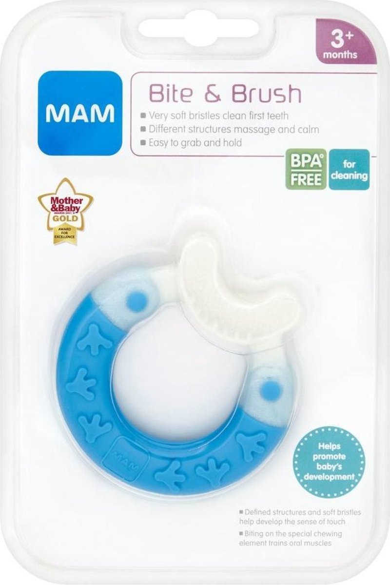 MAM Bite & Brush ring blauw