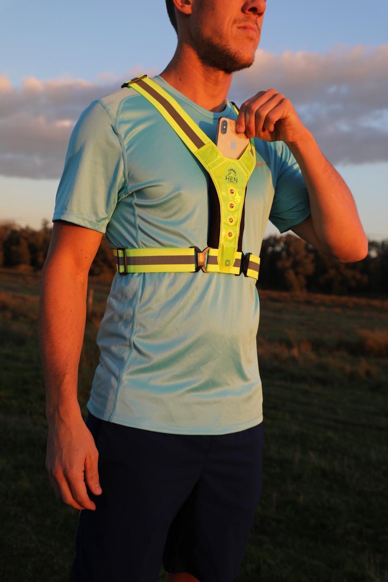 Hen Sportsgear hardloop sport vest - veiligheidsvest - LED en telefoon houder