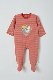 Woody - Romper - Hamster - donkerrood/gebroken wit gestreept - 211-3-RBZ-Z/946 - 12m