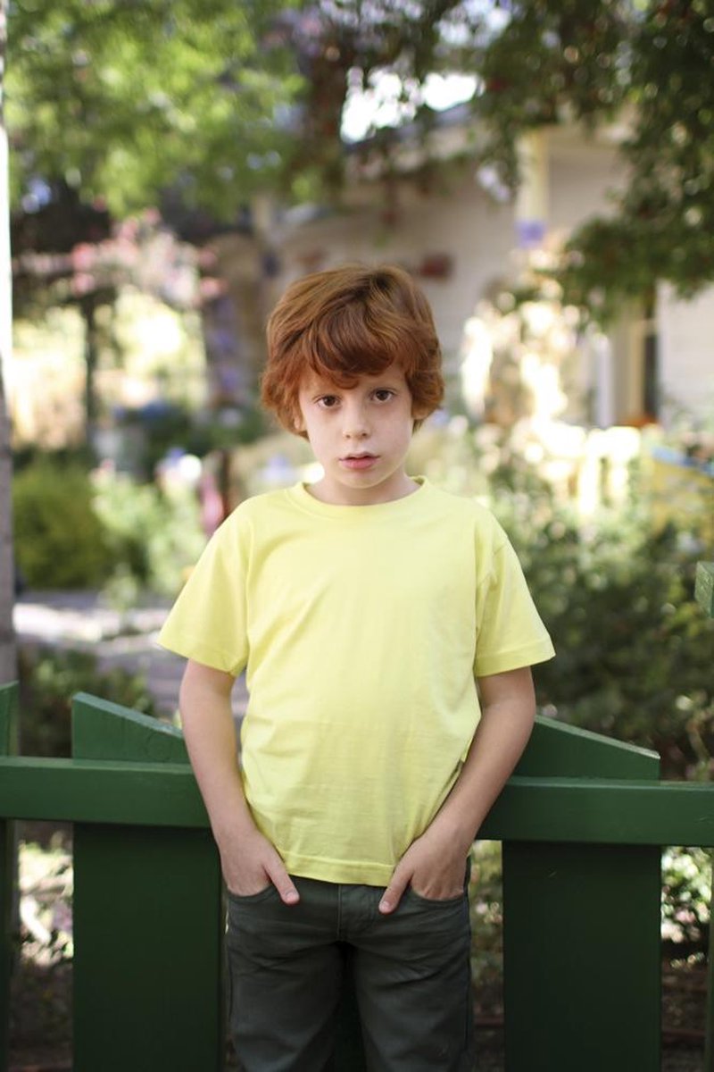 JHK Kinder t-shirt in light yellow maat 7-8 jaar (128) - set van 5 stuks