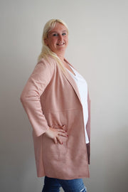 Lange suèdine jas Roze