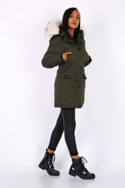 Halflange jas met dubbele set zakken in 2 kleuren XL / Khaki