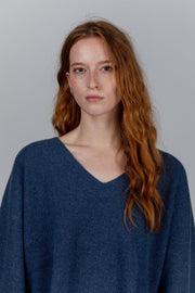 Harmount Dames Cashmere Oversized Trui - Denim - Maat M