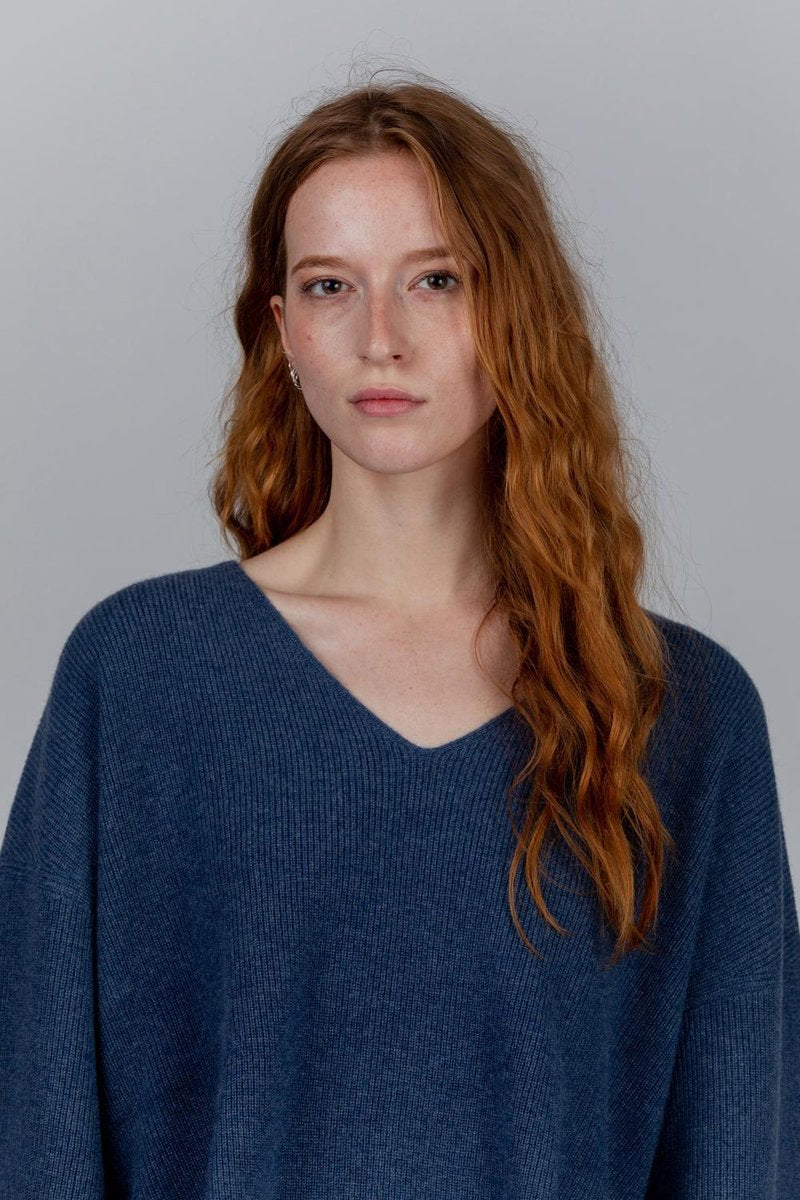 Harmount Dames Cashmere Oversized Trui - Denim - Maat M