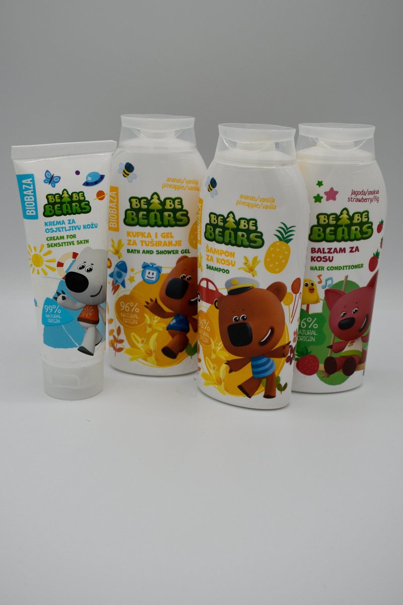 BIOBAZA BABY BEARS SETS - set van verschillende bad en douche producten op natuurlijke basis voor de aller jongsten van de familie