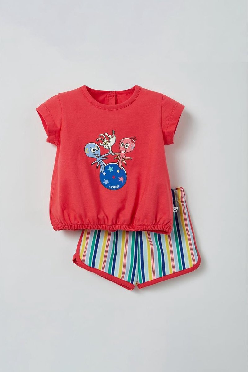Woody - Pyjama Meisjes - Fuchsia - Octopus - 211-3-BST-S/439 - maat 1m