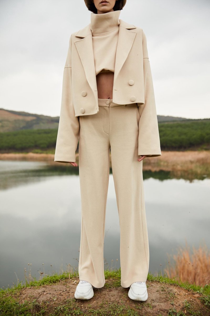 JORAH CLOSET ALE Jassen Dames - Oversized Jas Dames met Voering - Double Breasted Blazer / Colbert / Jacket / Tussenjas Dames met Lange Mouwen - Winterjas Dames Volwassen - Kleding Dames Volwassenen - Beige - One Size