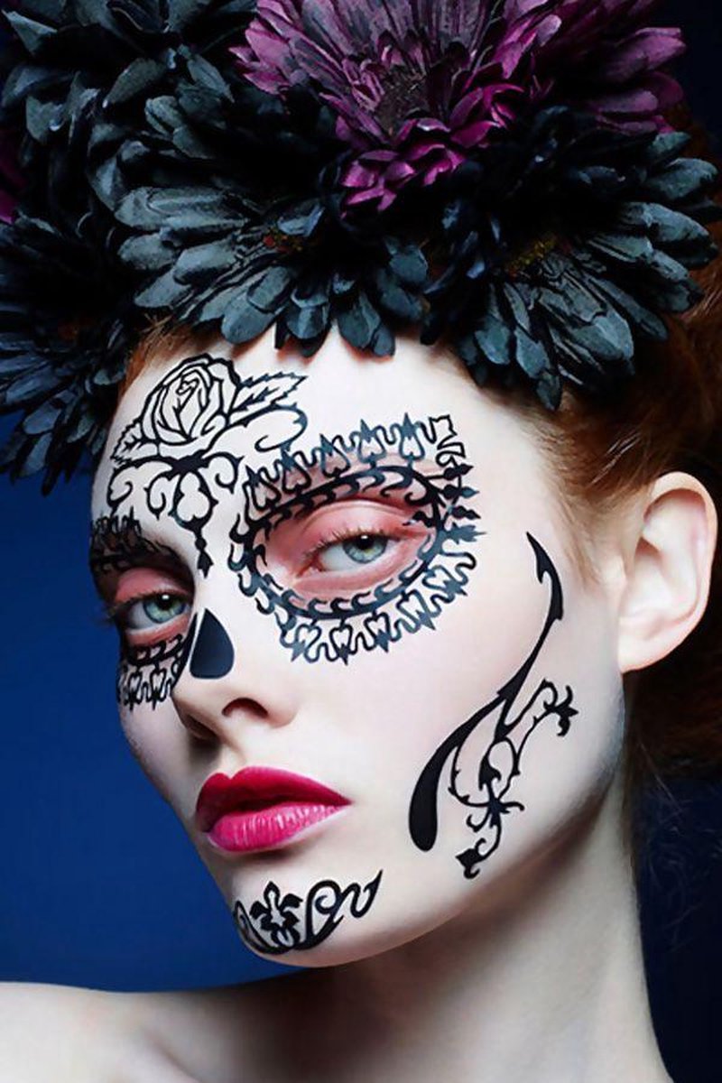 Face-lace Rosa sticker voor het gezicht