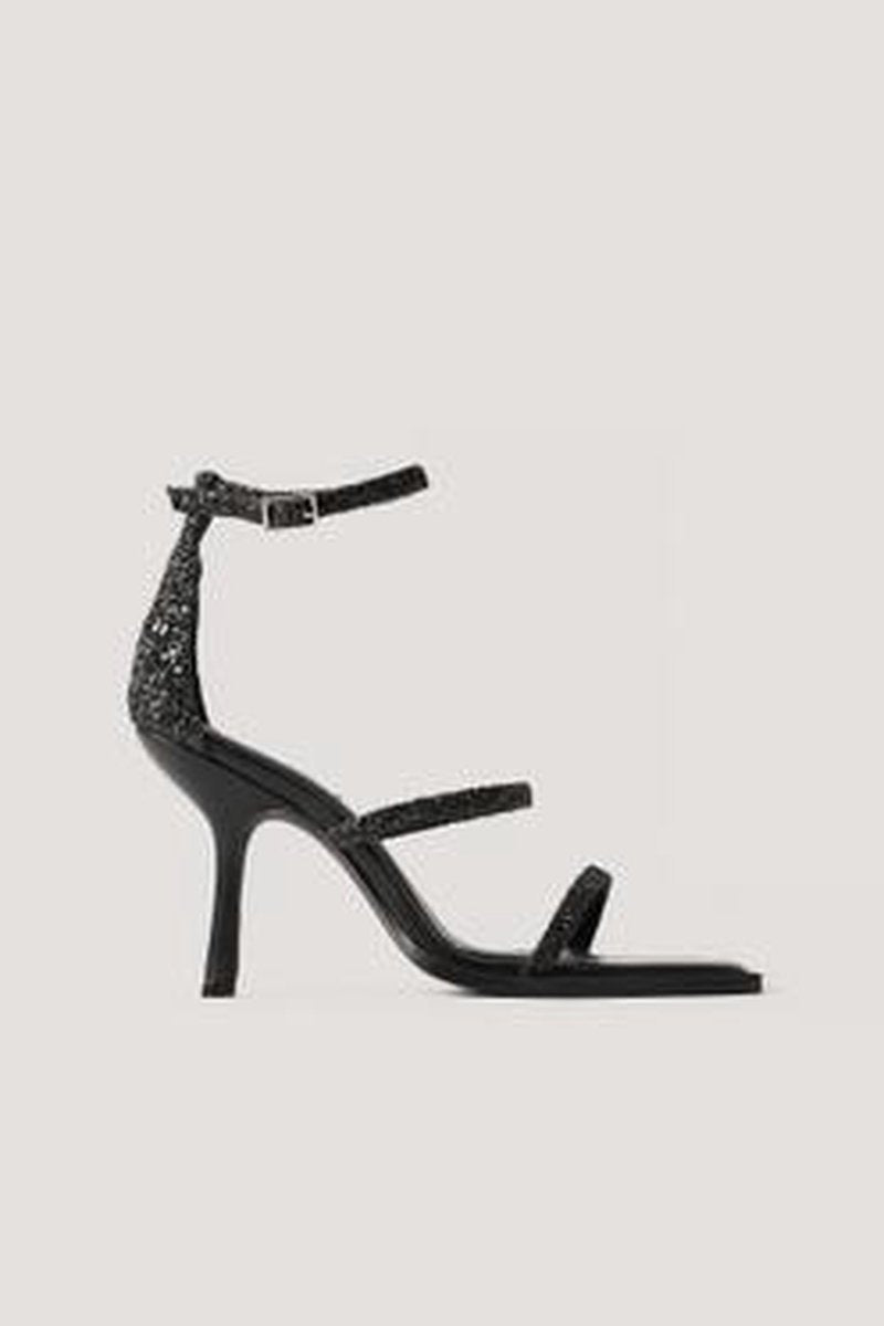 NA-KD Glitter High Heel Vrouwen Sandalen - Black - Maat 40