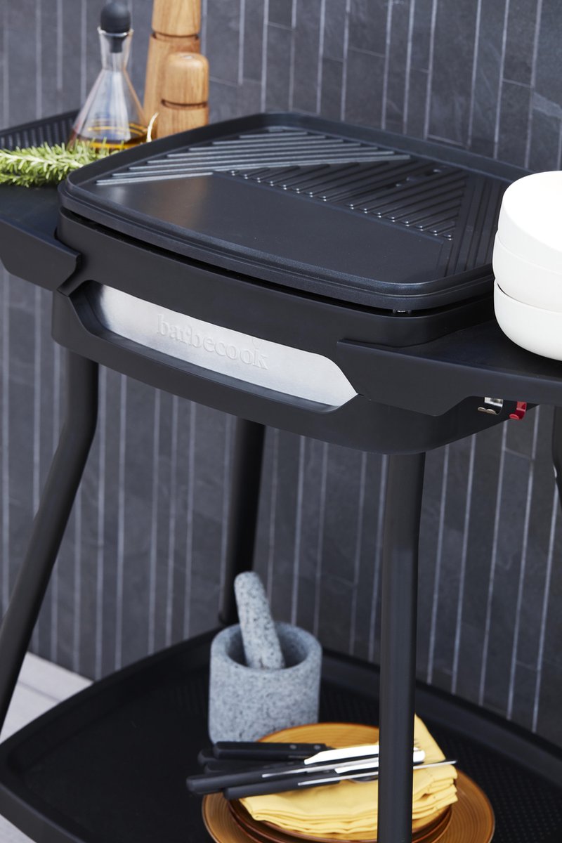 Barbecook Elektrische Barbecue - Grilloppervlak (LxB) 41x36 cm - Inclusief Zijtafel - Met Anti-kleeflaag - Zwart