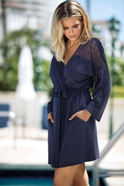 Fabienne Ochtendjas Blauw Maat: 2XL