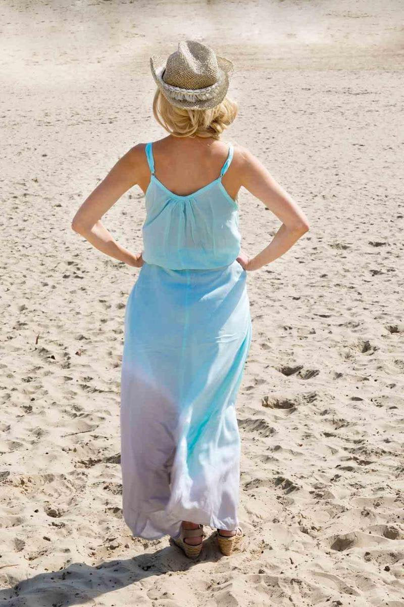 Maxi Dress Strandjurk Batik Mint Gray - L/XL - Strandmode - Beach-dress - Sarong Dress