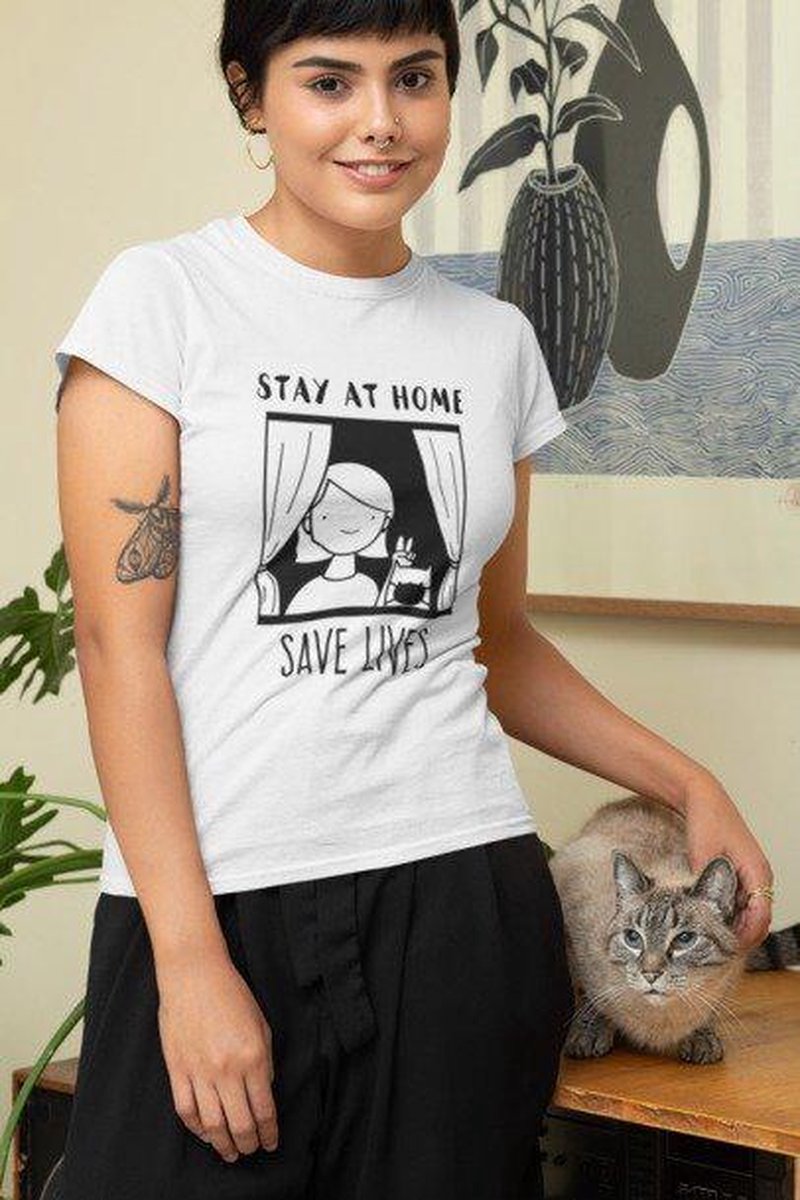 Corona Covid-19 Motivational Shirt Positive Vibes | | Nederland zorgt voor elkaar | Samen sterk | Handen Wassen | Stay At Home Save Lives | Afstand nemen | Anderhalf | Quarantaine | Social Distancing | Unisex Maat S