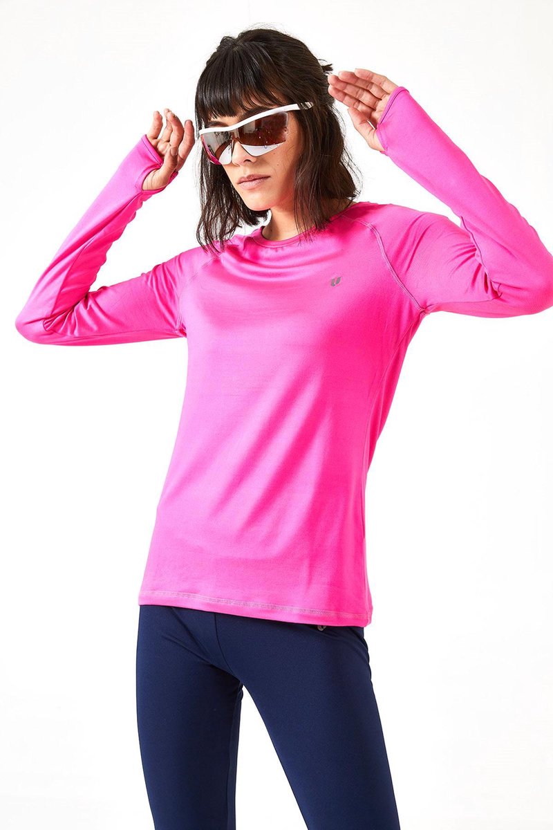 cúpla Women's Activewear Thermal Long Sleeve T-Shirt Sportswear for Outdoors Training Running with Brushed Inside Fabric and Finger Holes