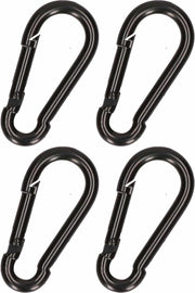 4x stuks karabijnhaak / karabijnhaken zwart gelakt staal 8 cm - snaphooks/ carabiners