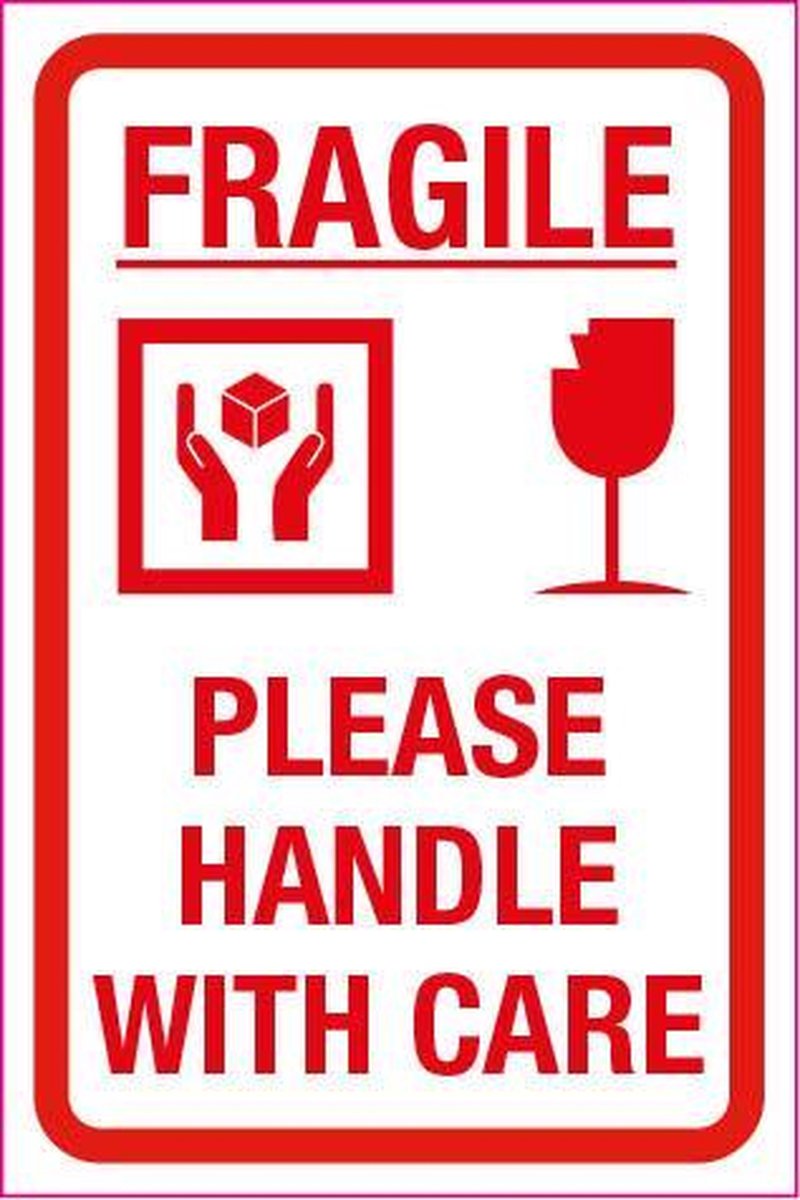 Handle with care breekbaar verhuisstickers. 20 stuks