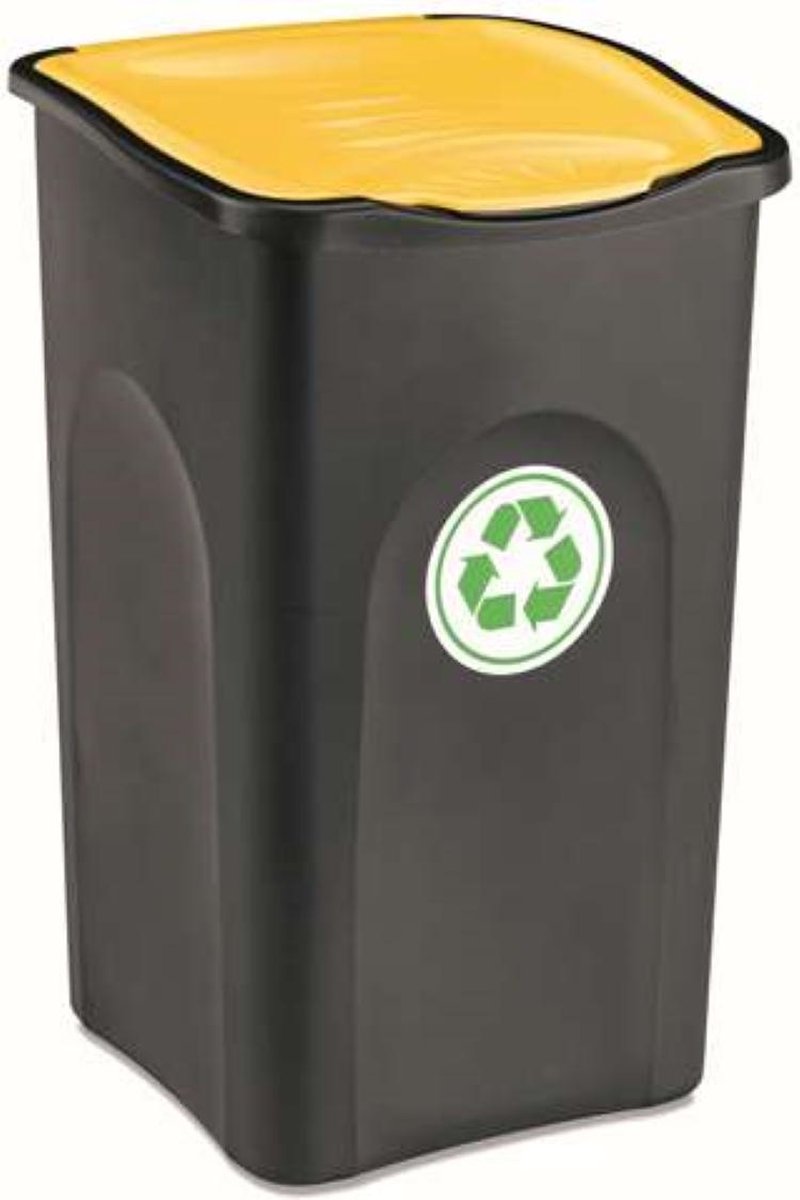 YILTEX – Ecogreen – Vuilnisbak / Vuilnisbak Afvalscheiding / Afvalscheiding / Prullenbak Afvalscheiding / Prullenmand – Geel Met Zwart– 50l