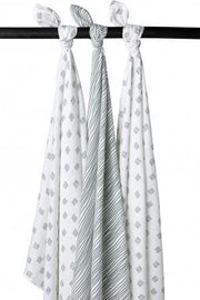 Meyco 3-pack Swaddle Block stripe - forest green