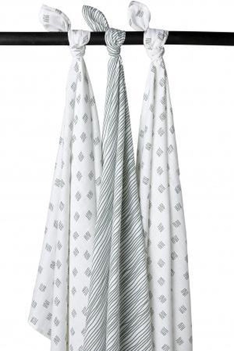 Meyco 3-pack Swaddle Block stripe - forest green