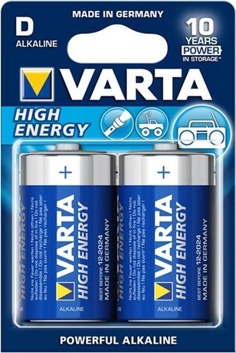 Varta Longlife Power D Batterijen - High Energy Alkaline - 2 Stuks