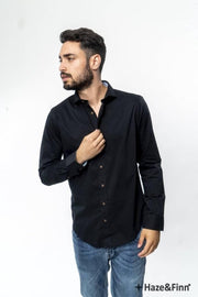 Haze&Finn Overhemd Solid Stretch Donker Grijs (ME-0101)