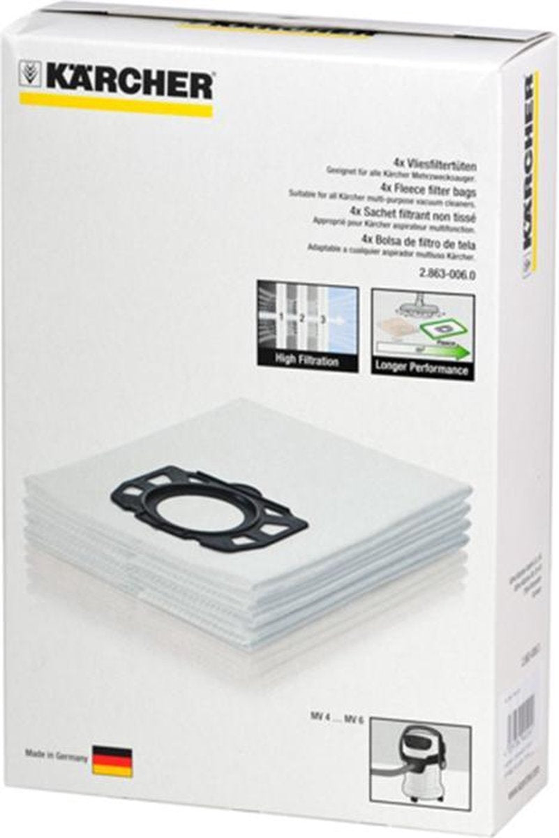 Karcher stofzuigzakken origineel - 4st - stofzakken stofzuigerzakken voor oa. WD4 