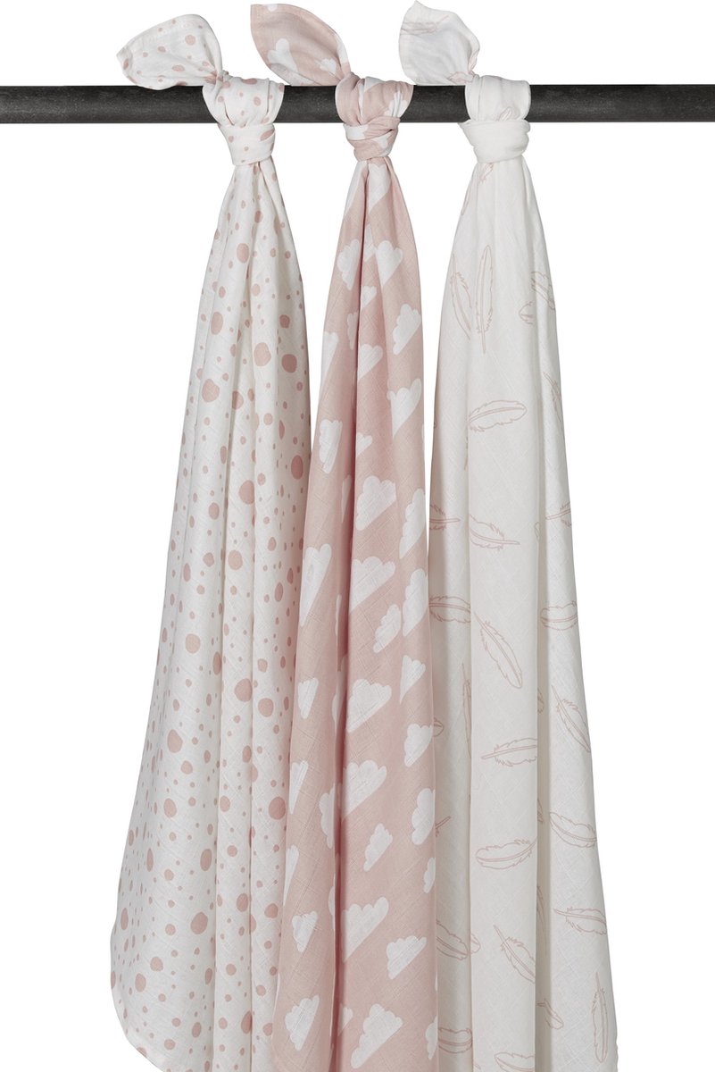 Meyco 3-pack Swaddle hydrofiele doek - roze