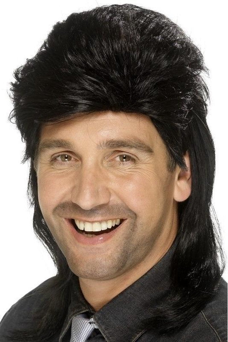 Zwarte pruik met matje voor heren