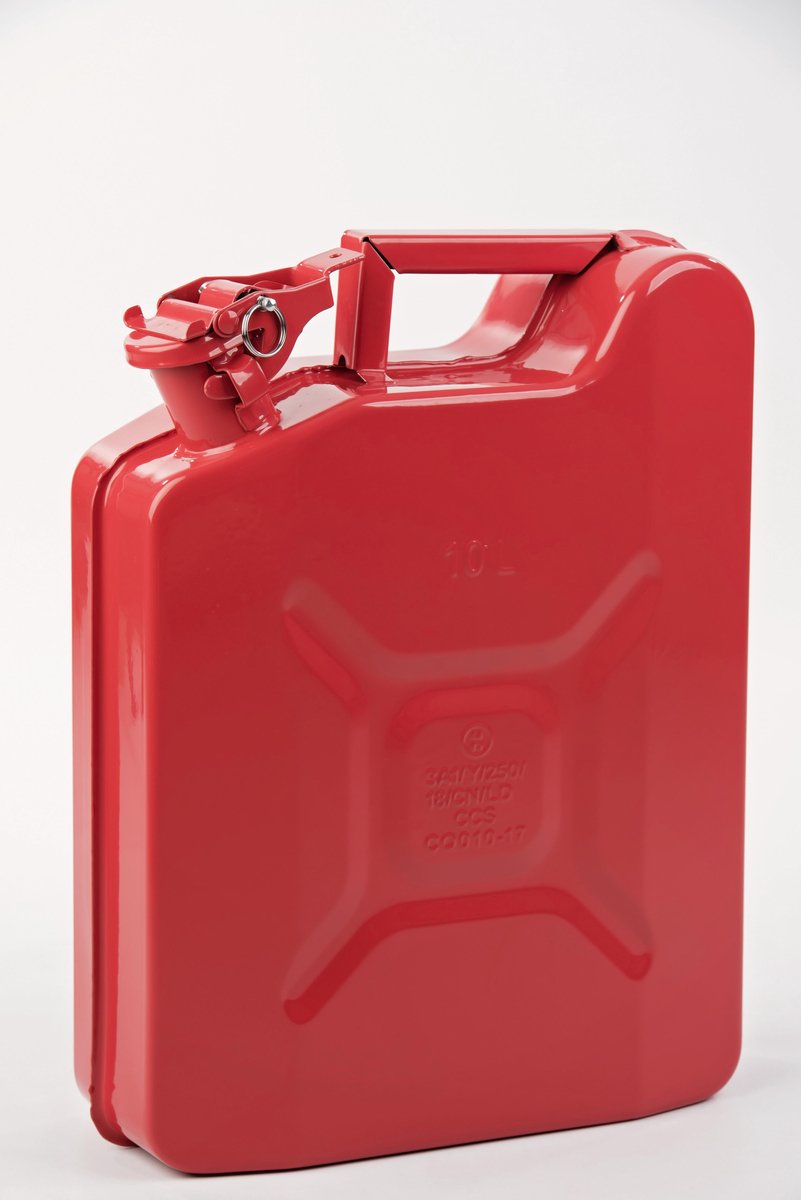 Minalco benzine jerrycan - metaal 10 Ltr - UN goedgekeurd - rood