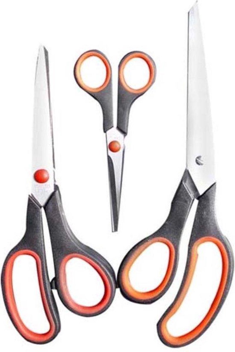 BS - Vlijmscherpe scharenset - 21 - 16 - 14 cm -  | Roestvrije Universele Scharen | Easygrip | Keukenschaar | Huishoudschaar | Papierschaar | Multifunctionele Schaar