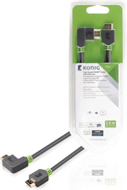 High Speed HDMI Cable with Ethernet HDMI Connector - HDMI Connector right-angled 2.00 m grey
