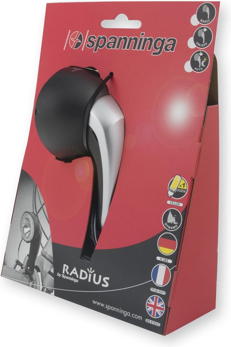 Spanninga Radius halogeen - Fietskoplamp - 13 Lux - Standaard basic - Zwart