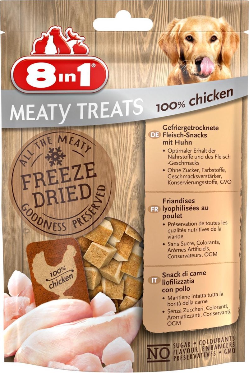 8in1 Freeze Dried Kip - Hondensnacks - 50 g