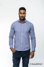 Haze&Finn Overhemd print Ster Blauw (MC11-0100-05)