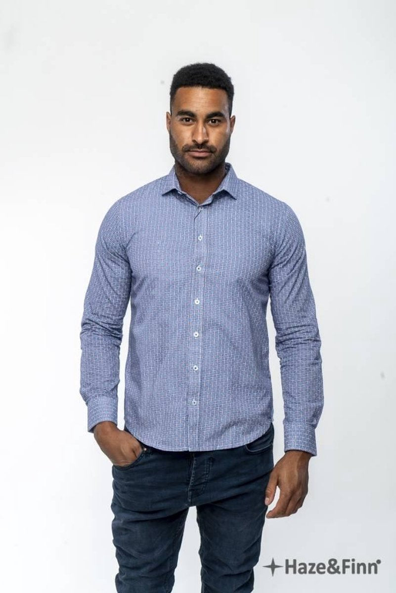 Haze&Finn Overhemd print Ster Blauw (MC11-0100-05)