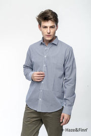 Haze&Finn Overhemd print Triangle Navy (MC11-0100-11)