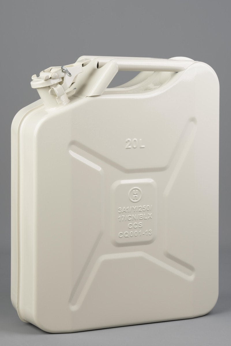 Minalco benzine jerrycan - 20 Ltr metaal - UN goedgekeurd - gebroken wit