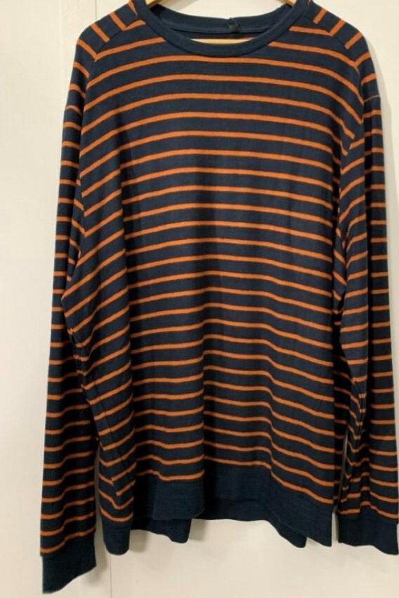 Gibson heren sweater navy/orange streep - maat XL