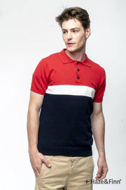 Haze&Finn Polo streep Navy/Wit/Rood (MC11-0212 - navy/rood)