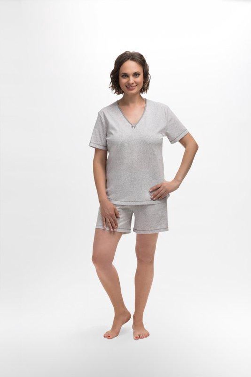 Martel Lara dames shortama 100% katoen  wit/grijs L